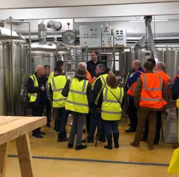 Brewery tour in progress at Docks Beers brewery