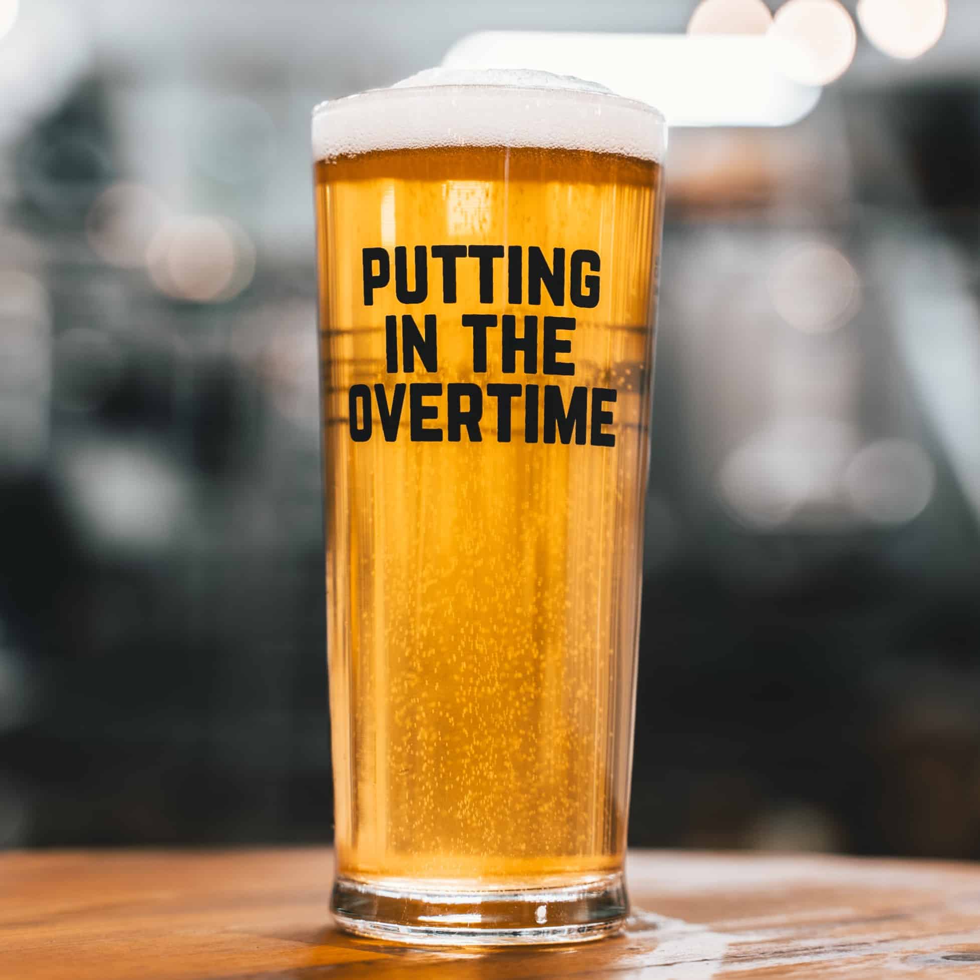 Large overtime pint glass