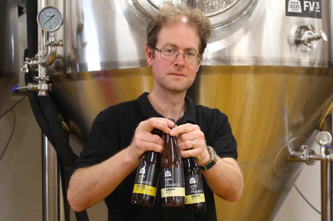 Docks Beers head brewer Mike Richards with the new Work in Progress IPA range
